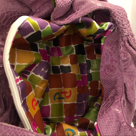 Perlina Lavender Shiny Snakeskin Leather Hobo - Picture 9 of 12